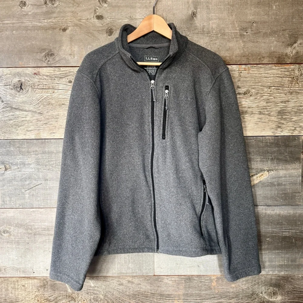 LL Bean Mens Polartec Trail Fleece Full-Zip Jacket L Gray Hike Gorpcore Outdoor‎